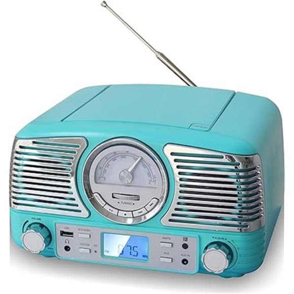 Retro Design Compact Stereo CD, with AM/FM Rotary knob, Wireless Bluetooth - Picture 2 of 2